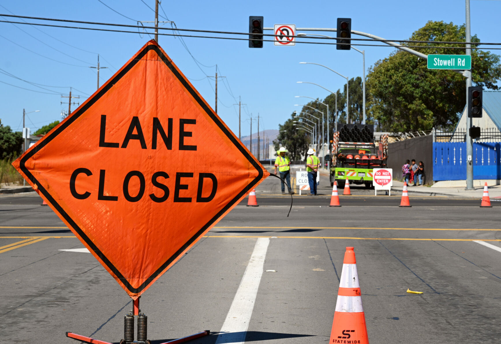 Construction continues on Stowell Rd. and Depot St. Thursday.